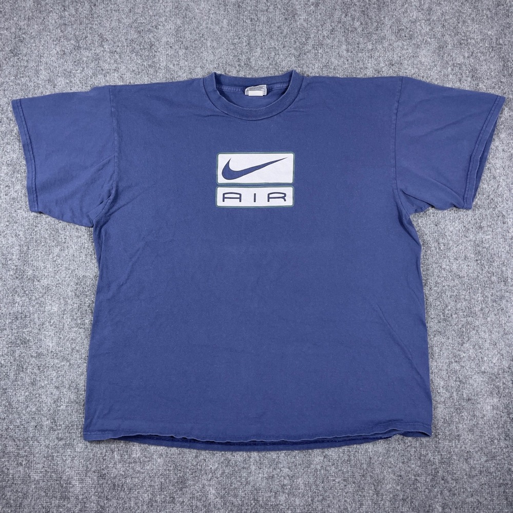 Vintage Nike Air T-Shirt Mens XL Blue Swoosh Box Logo Graphic